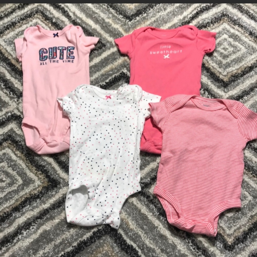 4 Carter's short sleeve baby girl bodysuits